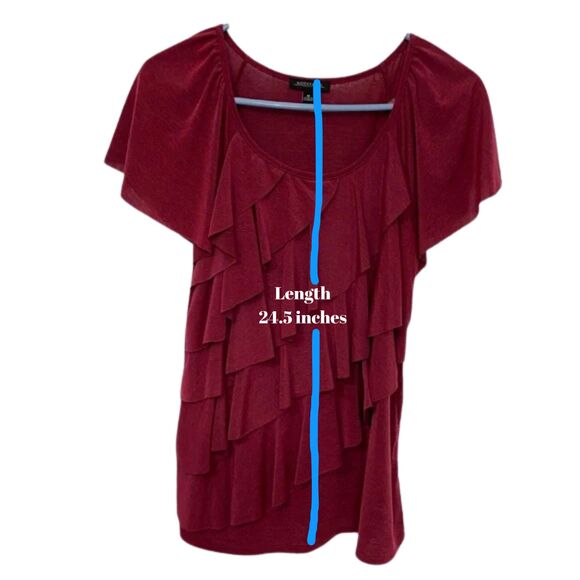 Notations Burgundy Pullover Flouncy Top Size M For Work or Party With Scoop Neck - Picture 7 of 7